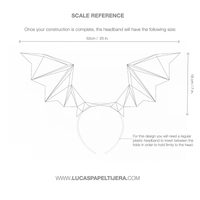 Bat wings headband template's dimensions