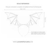 Bat wings headband template's dimensions