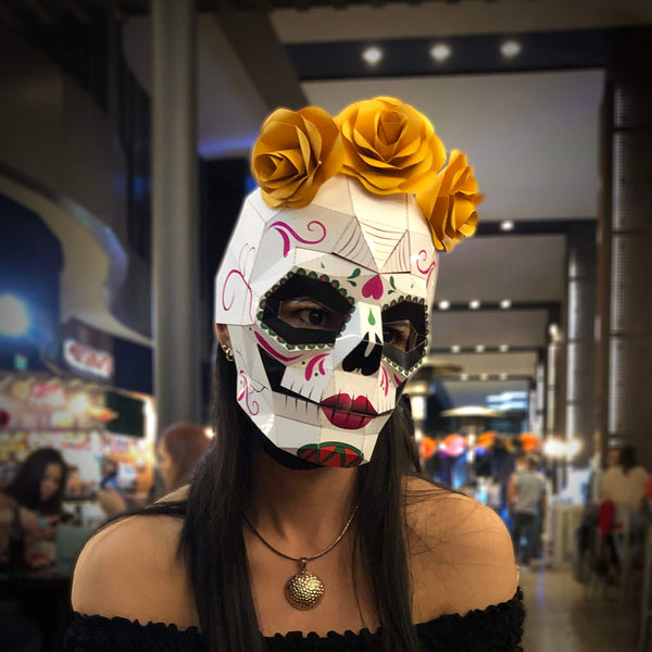 Catrina paper mask on girl
